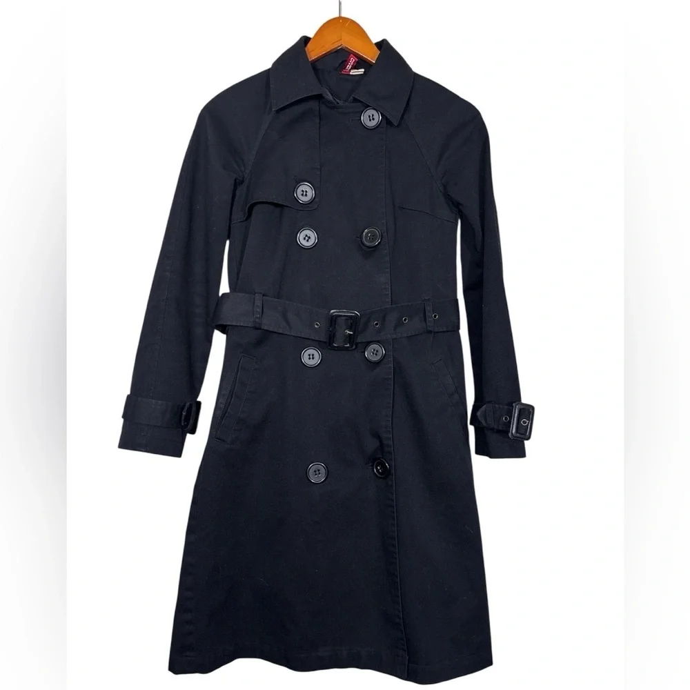 H&M Elegant Black Trench Coat